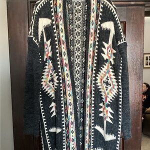 Tribal Patterned Open Cardigan